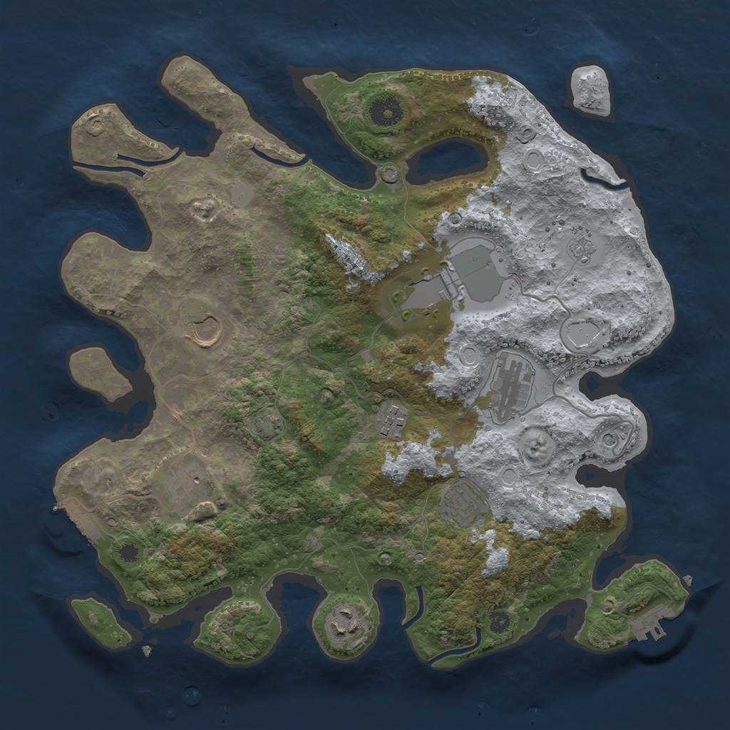 Rust Map: Procedural Map, Size: 3500, Seed: 65831276, 15 Monuments