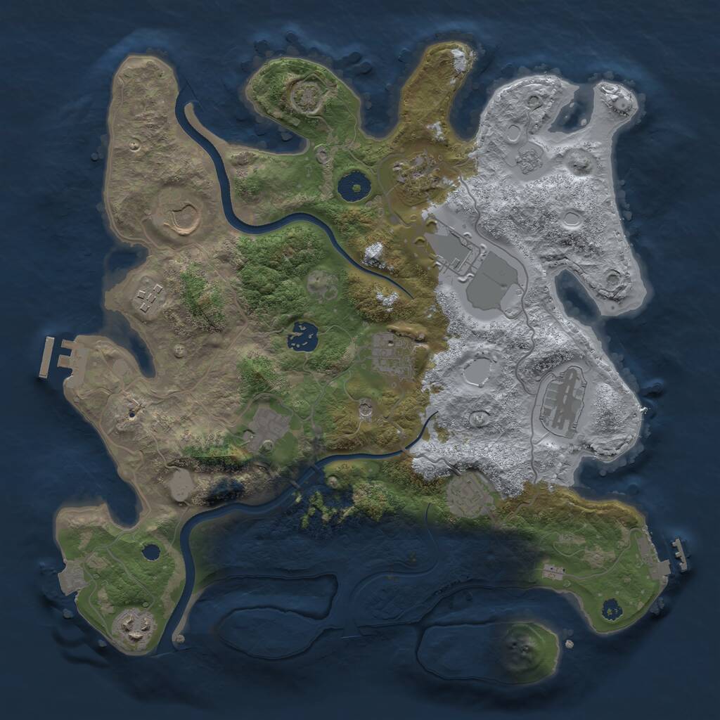 Rust Map: Procedural Map, Size: 3500, Seed: 840786272, 16 Monuments