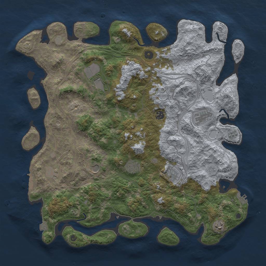 Rust Map: Procedural Map, Size: 4500, Seed: 33890651, 17 Monuments