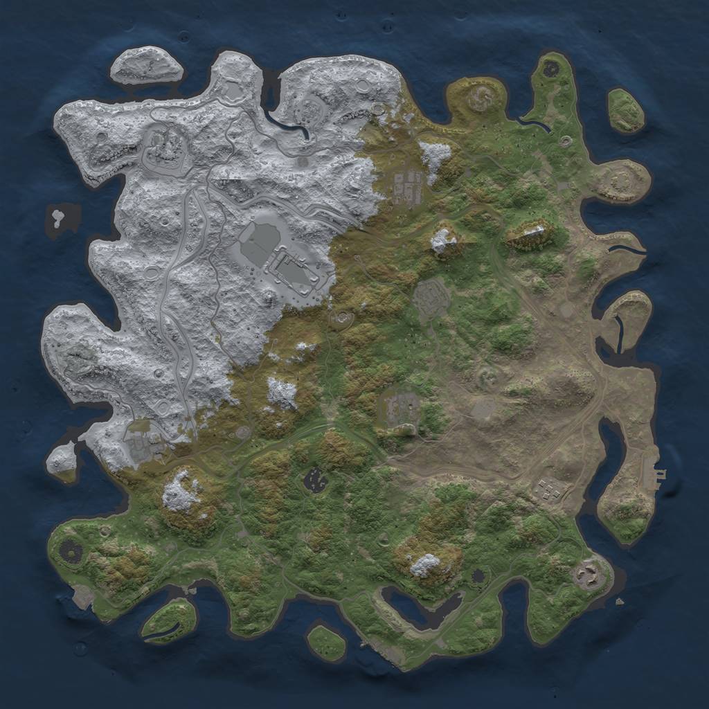 Rust Map: Procedural Map, Size: 4500, Seed: 73663878, 17 Monuments
