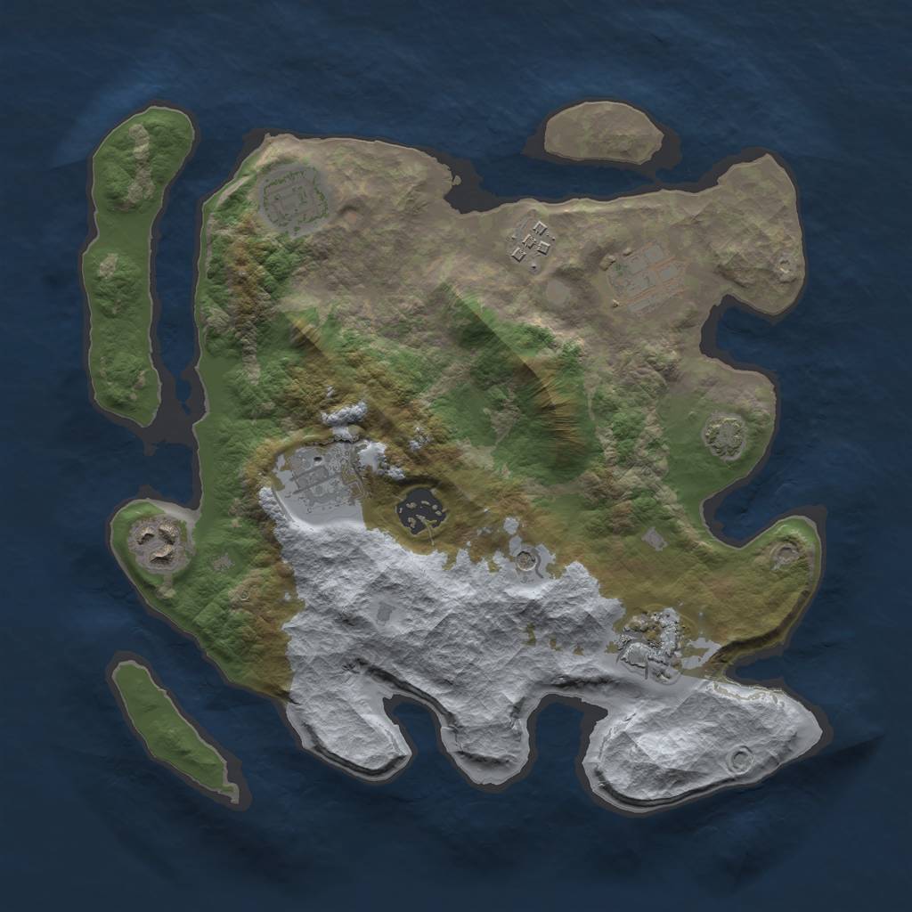 Rust Map: Barren, Size: 3000, Seed: 120562054, 11 Monuments