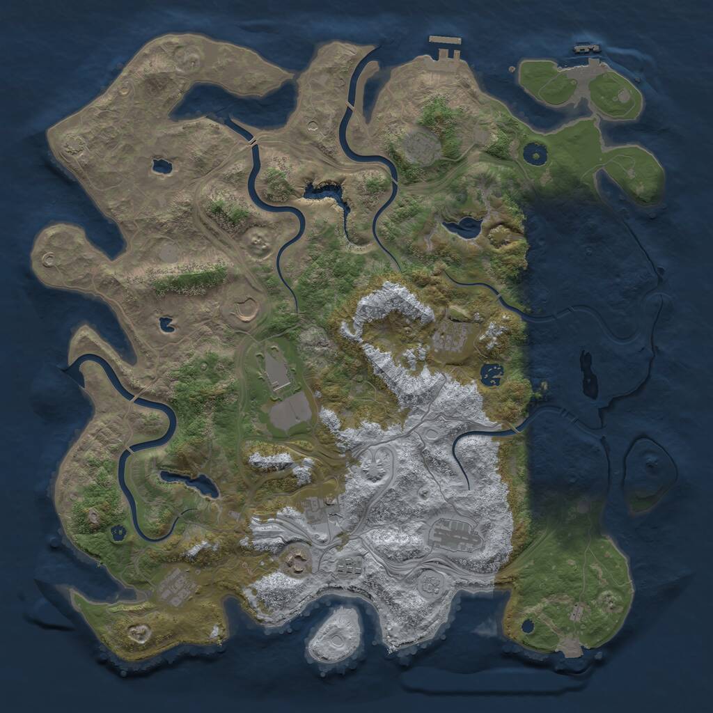 Rust Map: Procedural Map, Size: 4500, Seed: 1784933079, 16 Monuments