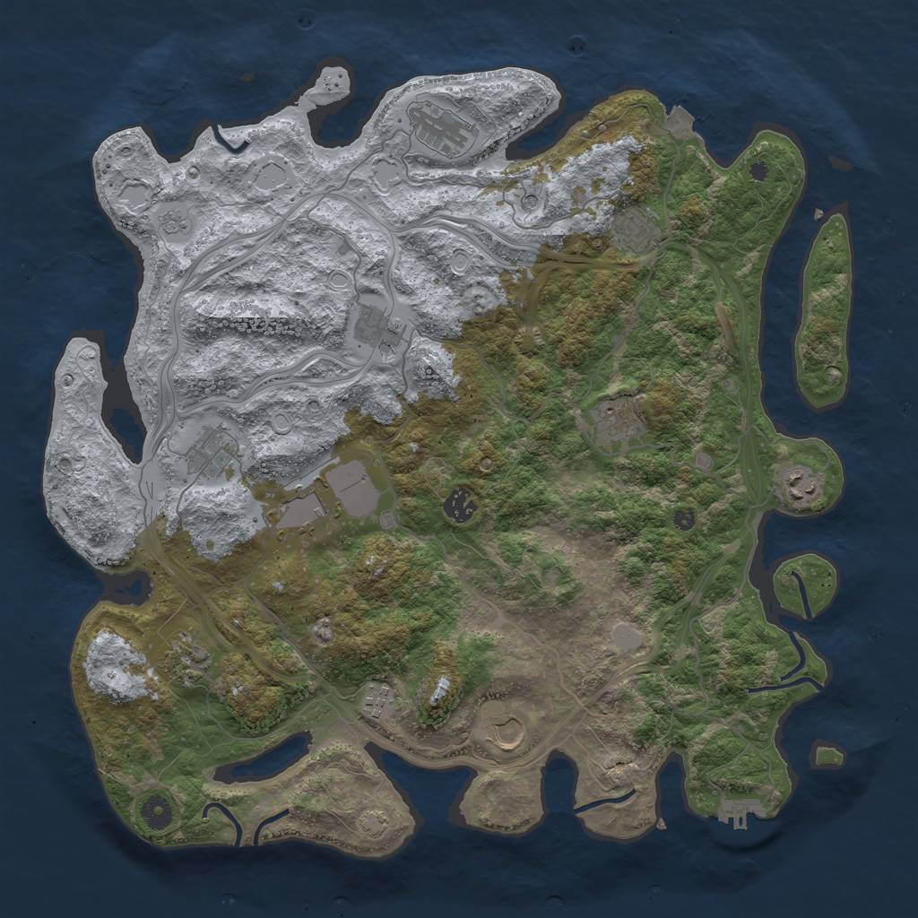 Rust Map: Procedural Map, Size: 4250, Seed: 1130465829, 18 Monuments