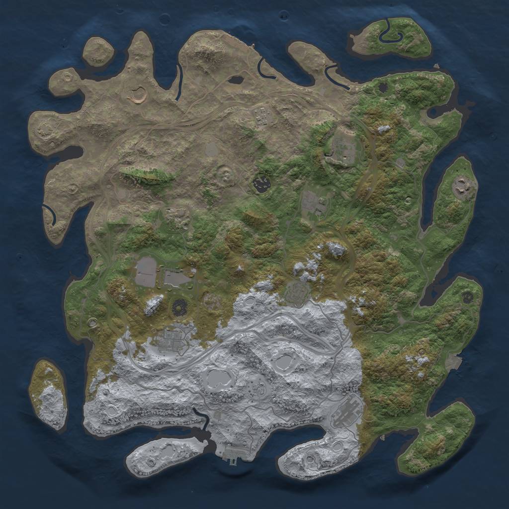 Rust Map: Procedural Map, Size: 4500, Seed: 1630, 19 Monuments