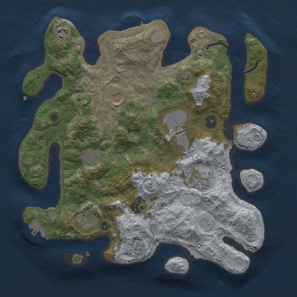 Rust Map: Procedural Map, Size: 3500, Seed: 70333148, 16 Monuments