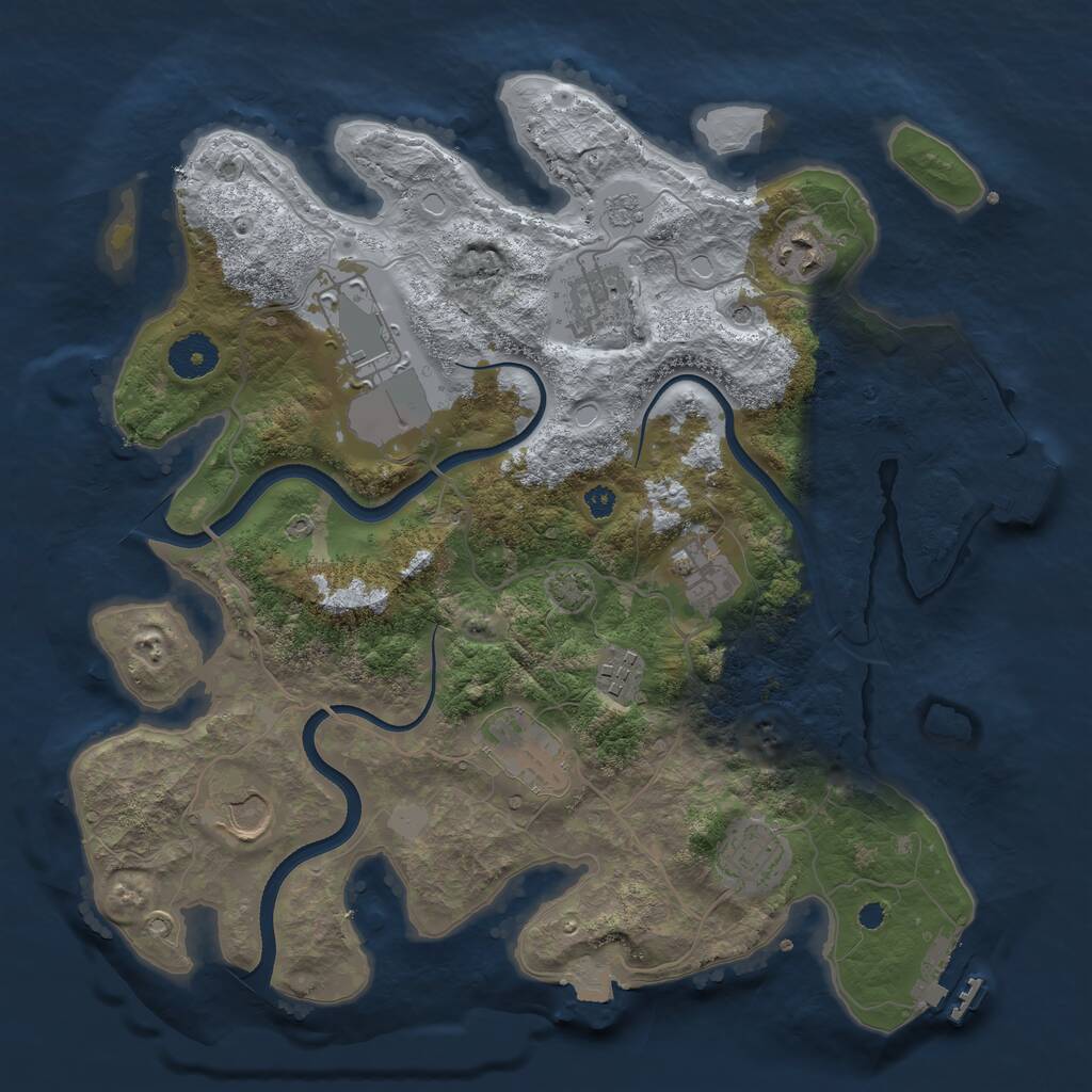 Rust Map: Procedural Map, Size: 3500, Seed: 53554691, 14 Monuments