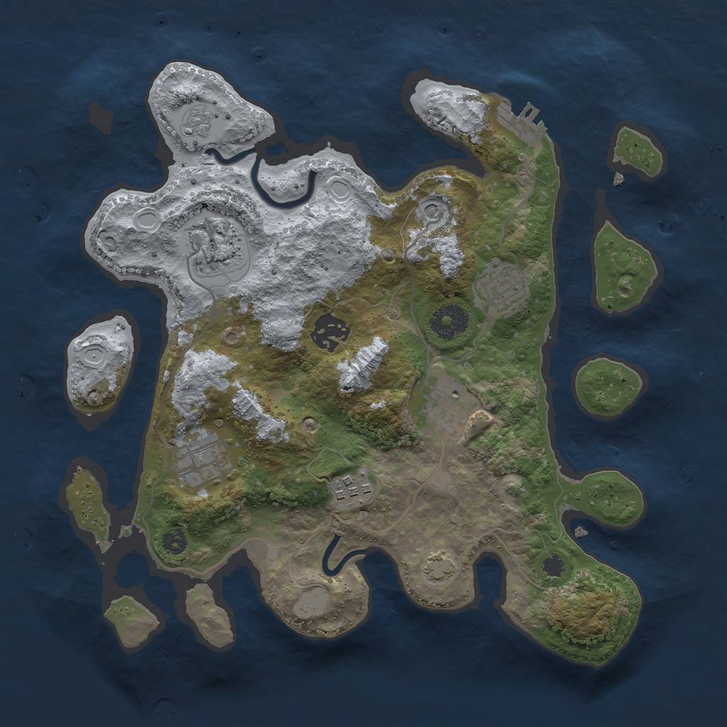 Rust Map: Procedural Map, Size: 3000, Seed: 3591, 13 Monuments