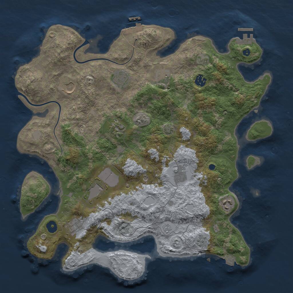 Rust Map: Procedural Map, Size: 3900, Seed: 3623342, 16 Monuments