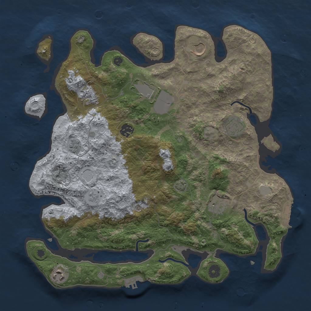 Rust Map: Procedural Map, Size: 3650, Seed: 41151083, 16 Monuments