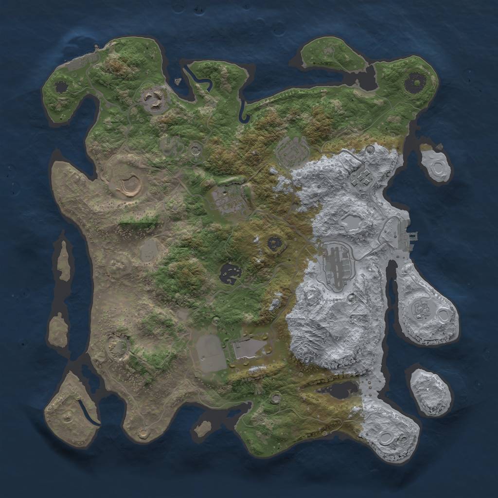Rust Map: Procedural Map, Size: 3500, Seed: 792452, 16 Monuments
