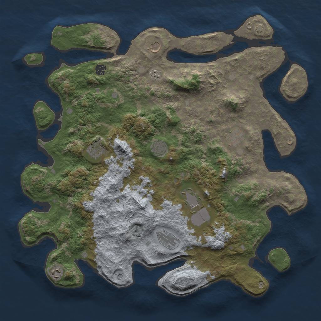 Rust Map: Barren, Size: 4400, Seed: 43818002, 13 Monuments