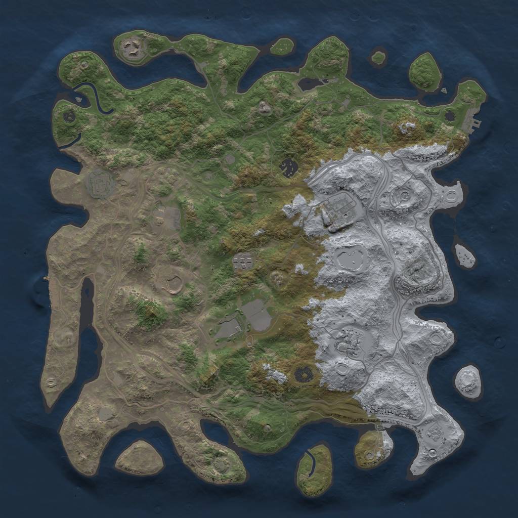 Rust Map: Procedural Map, Size: 4300, Seed: 11904119, 17 Monuments