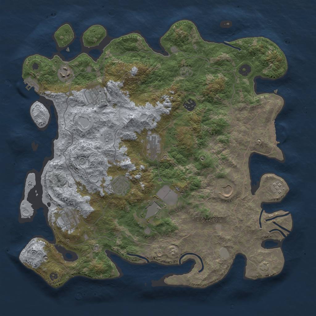 Rust Map: Procedural Map, Size: 4000, Seed: 6500, 17 Monuments