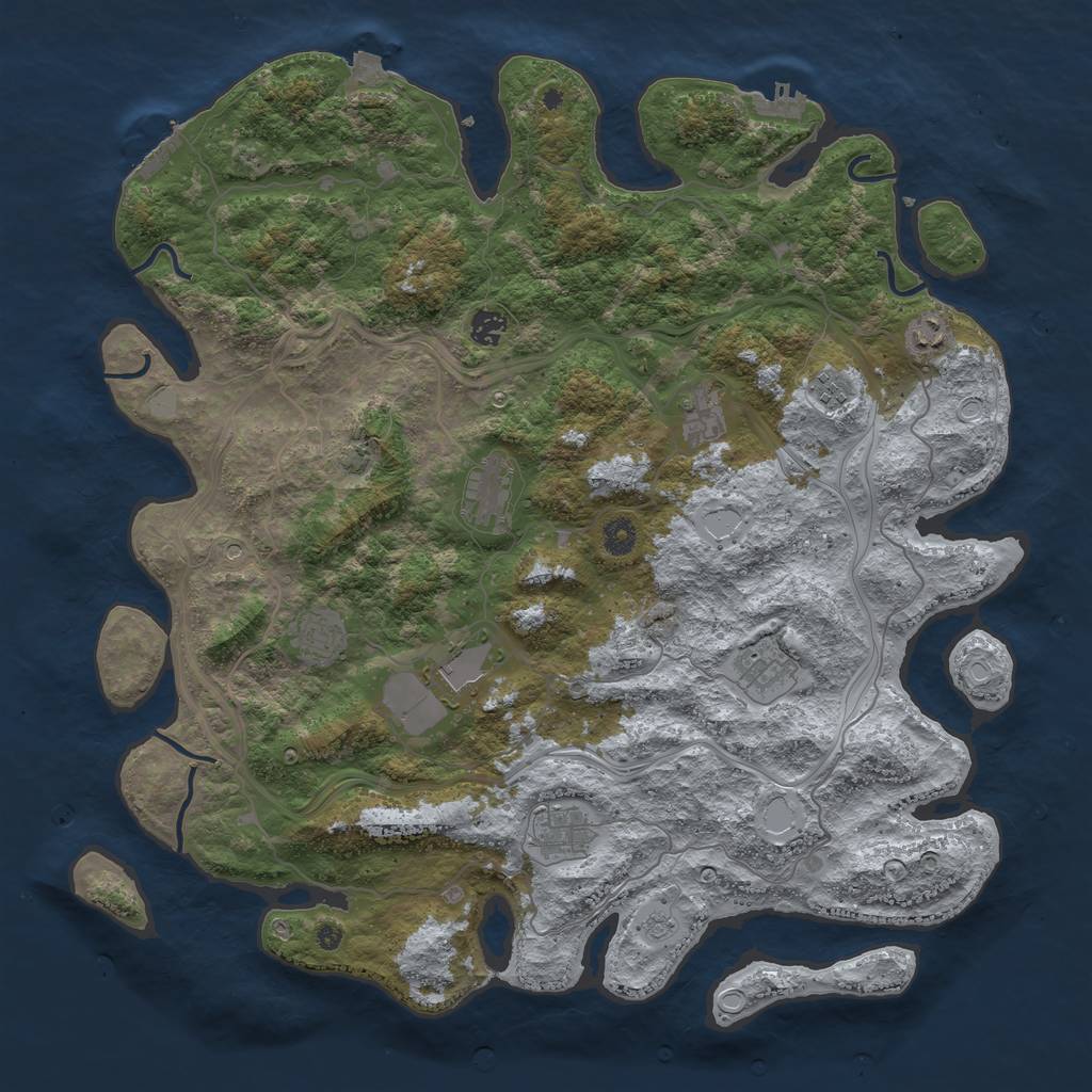 Rust Map: Procedural Map, Size: 4500, Seed: 152350, 17 Monuments