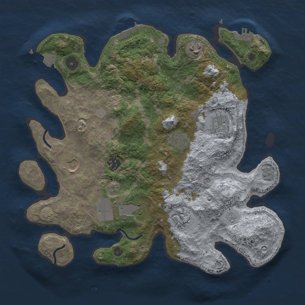 Rust Map: Procedural Map, Size: 3500, Seed: 1917087487, 16 Monuments