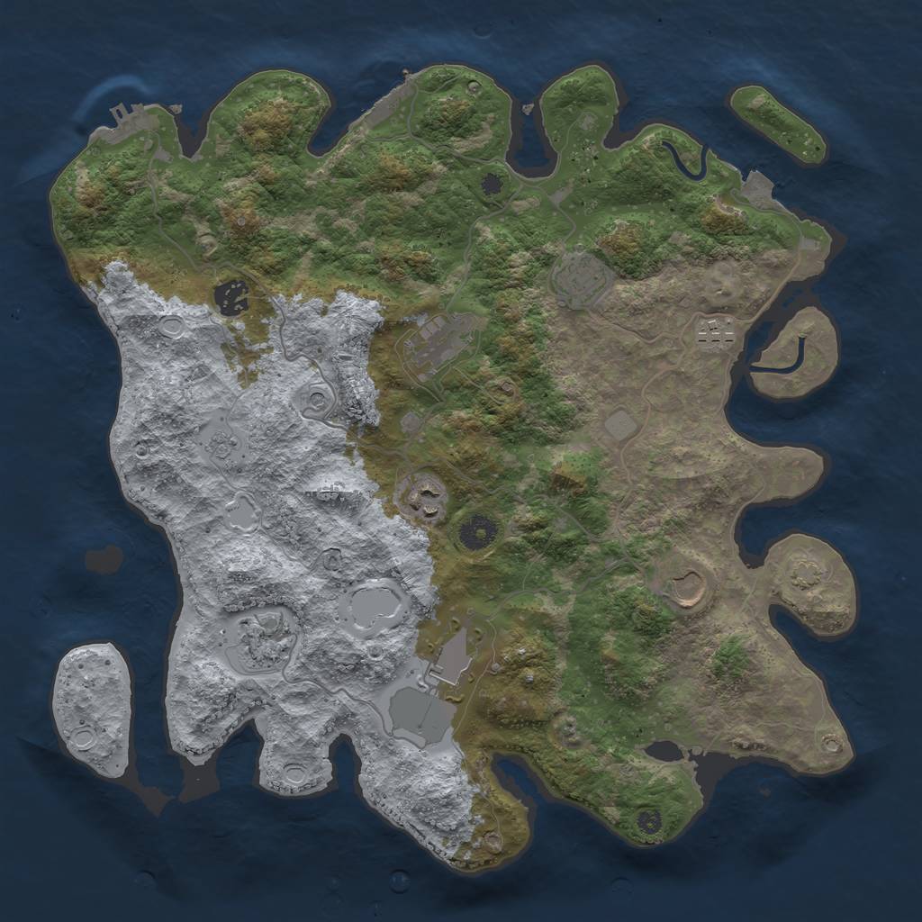 Rust Map: Procedural Map, Size: 3850, Seed: 81444739, 16 Monuments