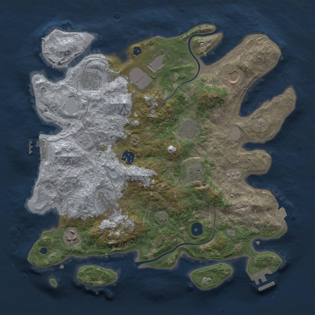 Rust Map: Procedural Map, Size: 3700, Seed: 74799942, 15 Monuments