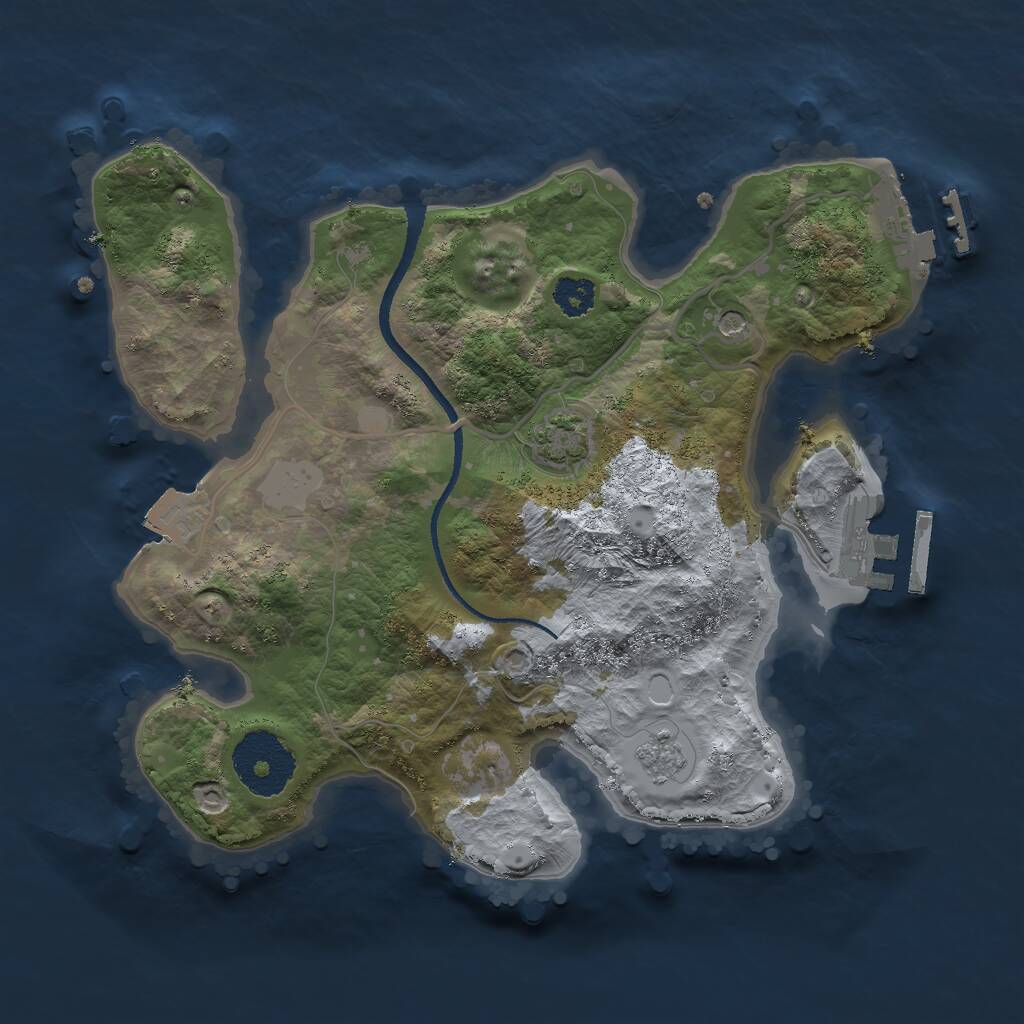 Rust Map: Procedural Map, Size: 2500, Seed: 740953690, 6 Monuments