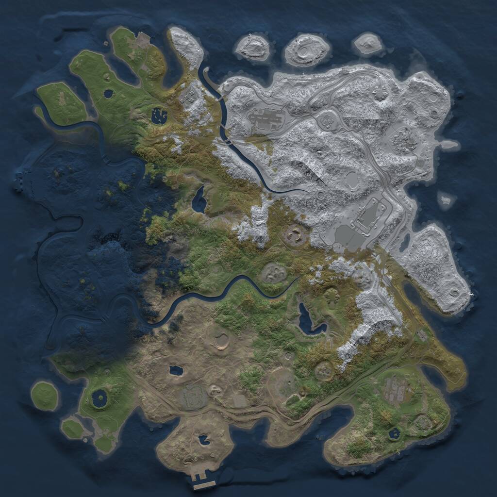 Rust Map: Procedural Map, Size: 4500, Seed: 860403013, 16 Monuments