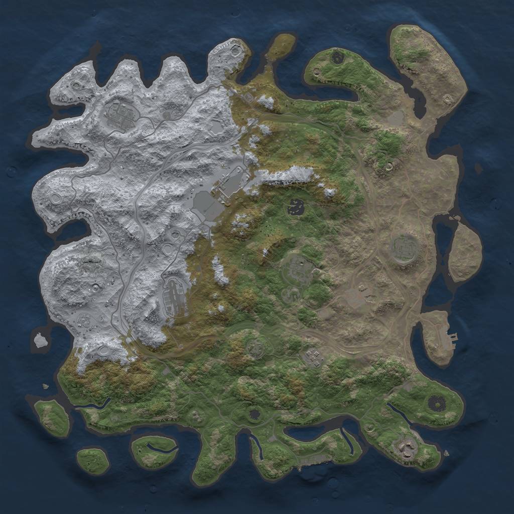 Rust Map: Procedural Map, Size: 4400, Seed: 97353171, 17 Monuments