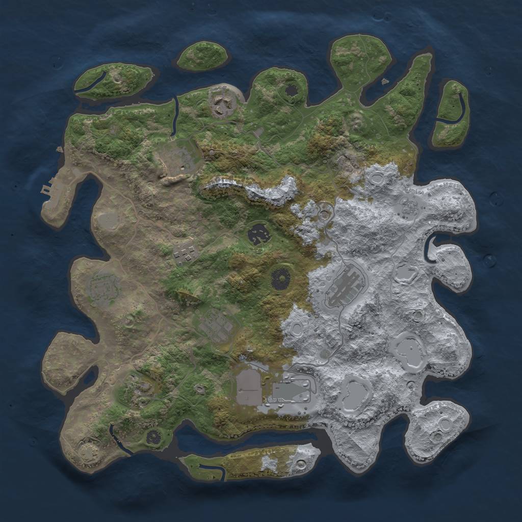 Rust Map: Procedural Map, Size: 3700, Seed: 93737059, 16 Monuments