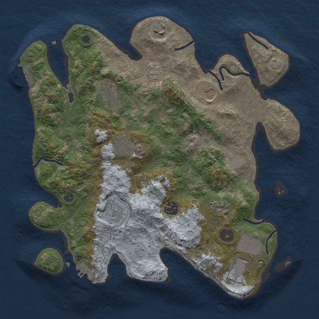 Rust Map: Procedural Map, Size: 3500, Seed: 500716, 17 Monuments