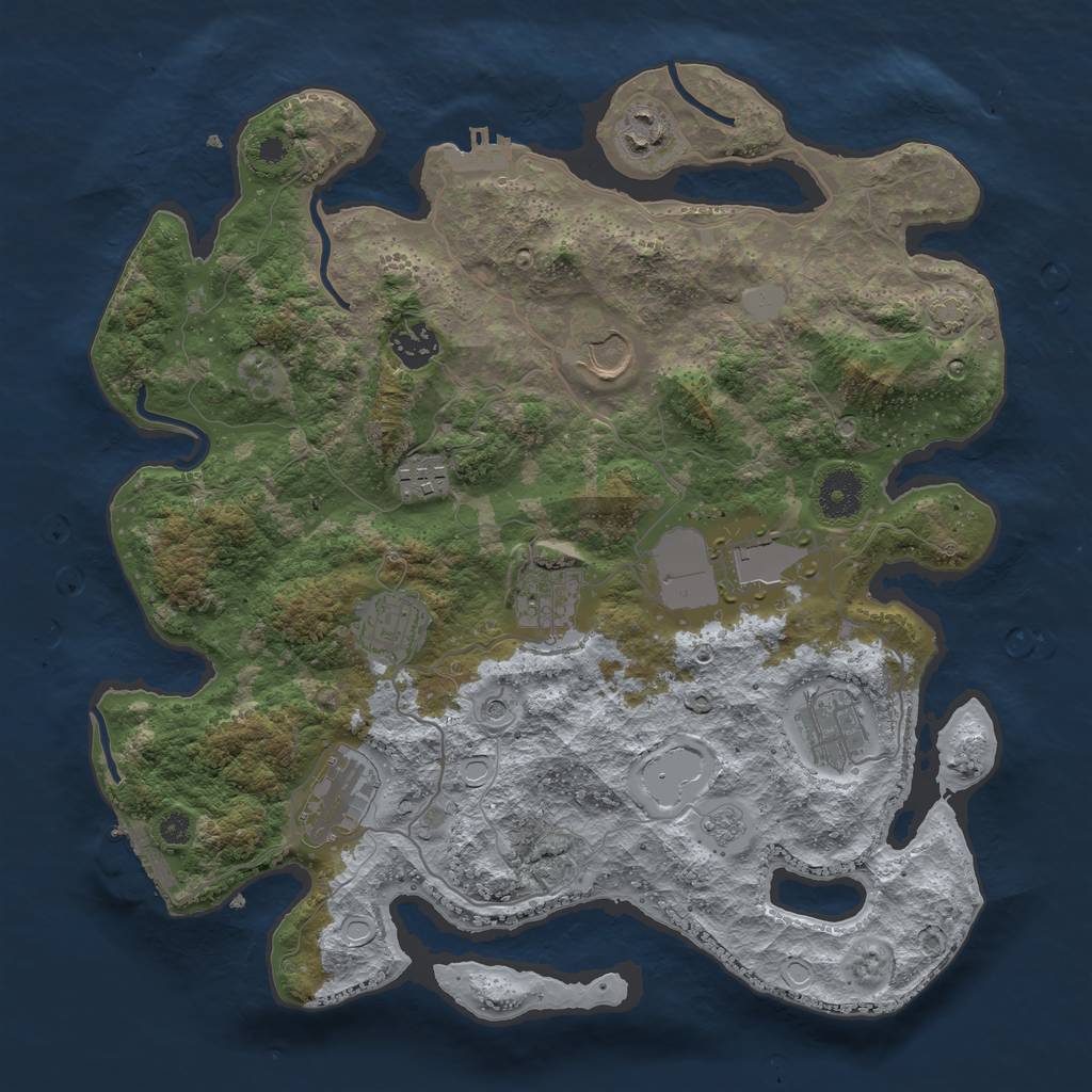 Rust Map: Procedural Map, Size: 3550, Seed: 46491087, 17 Monuments
