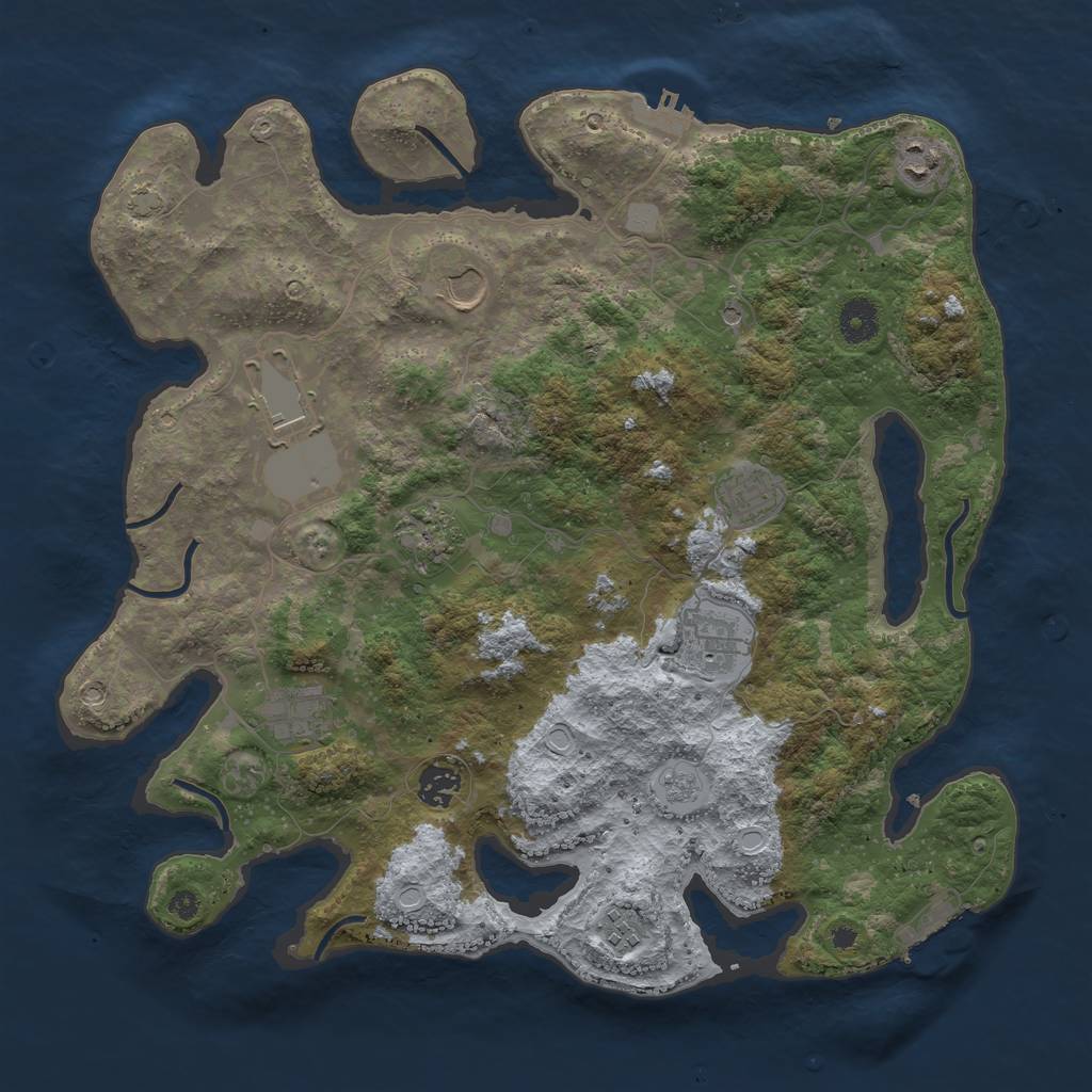Rust Map: Procedural Map, Size: 3850, Seed: 27816432, 17 Monuments
