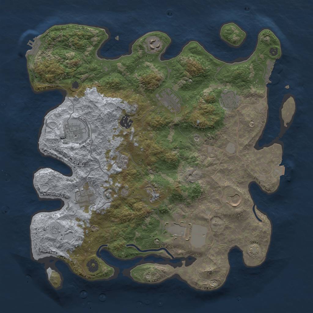 Rust Map: Procedural Map, Size: 3750, Seed: 43910782, 18 Monuments