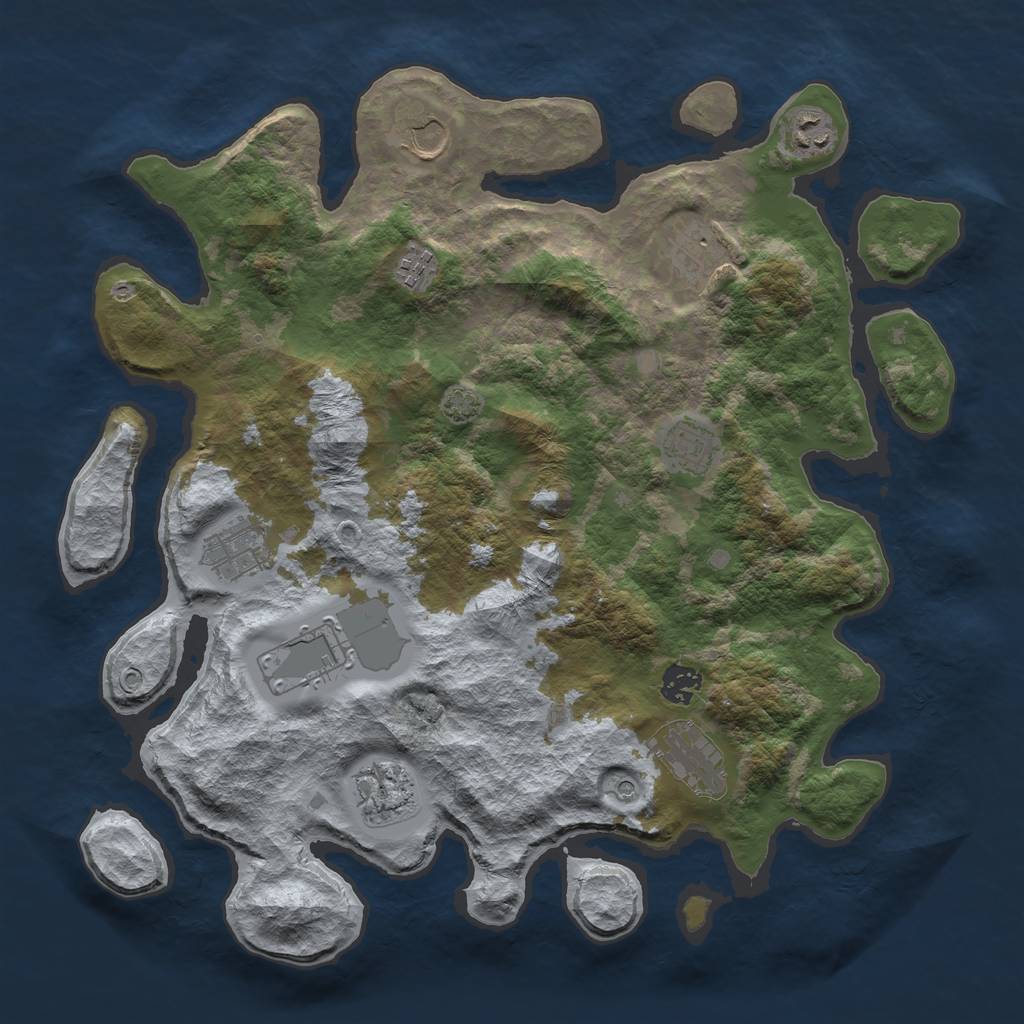 Rust Map: Barren, Size: 3850, Seed: 38917541, 14 Monuments