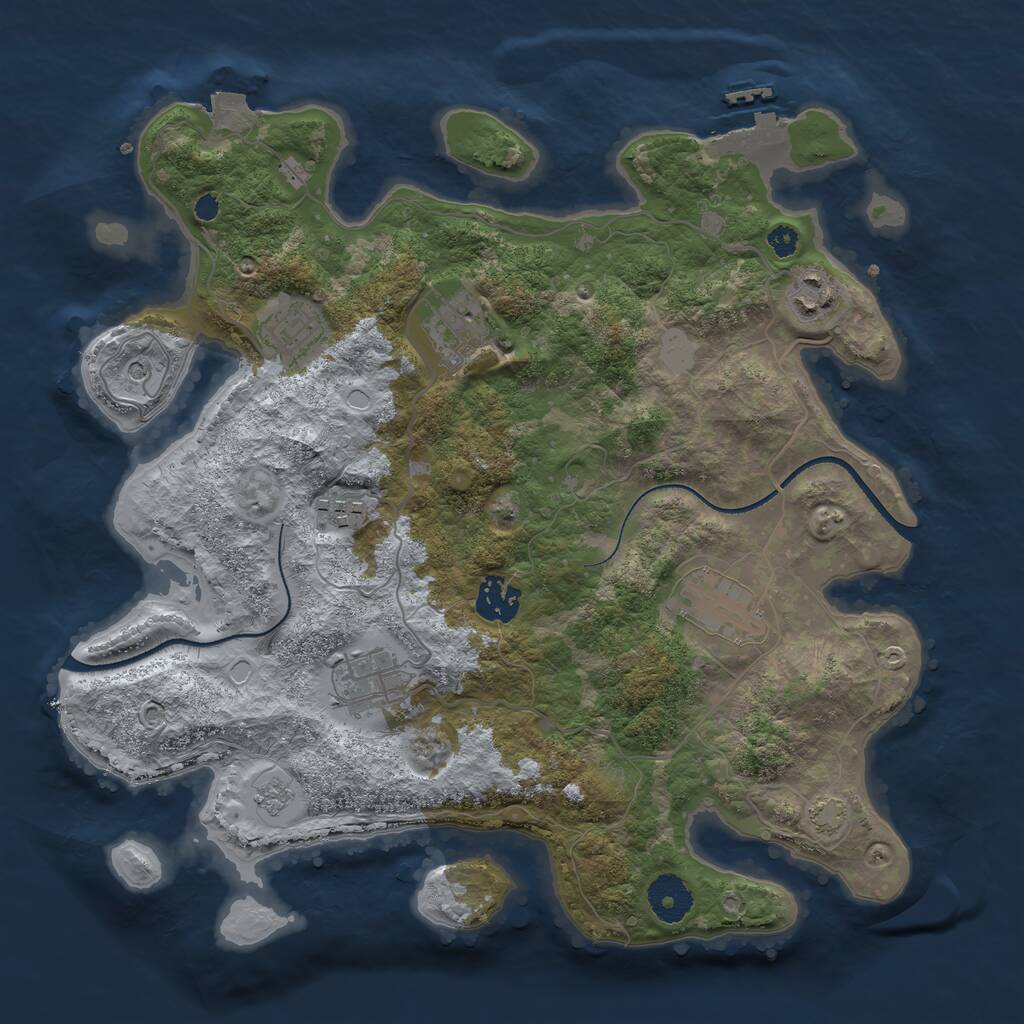 Rust Map: Procedural Map, Size: 3400, Seed: 59654255, 12 Monuments