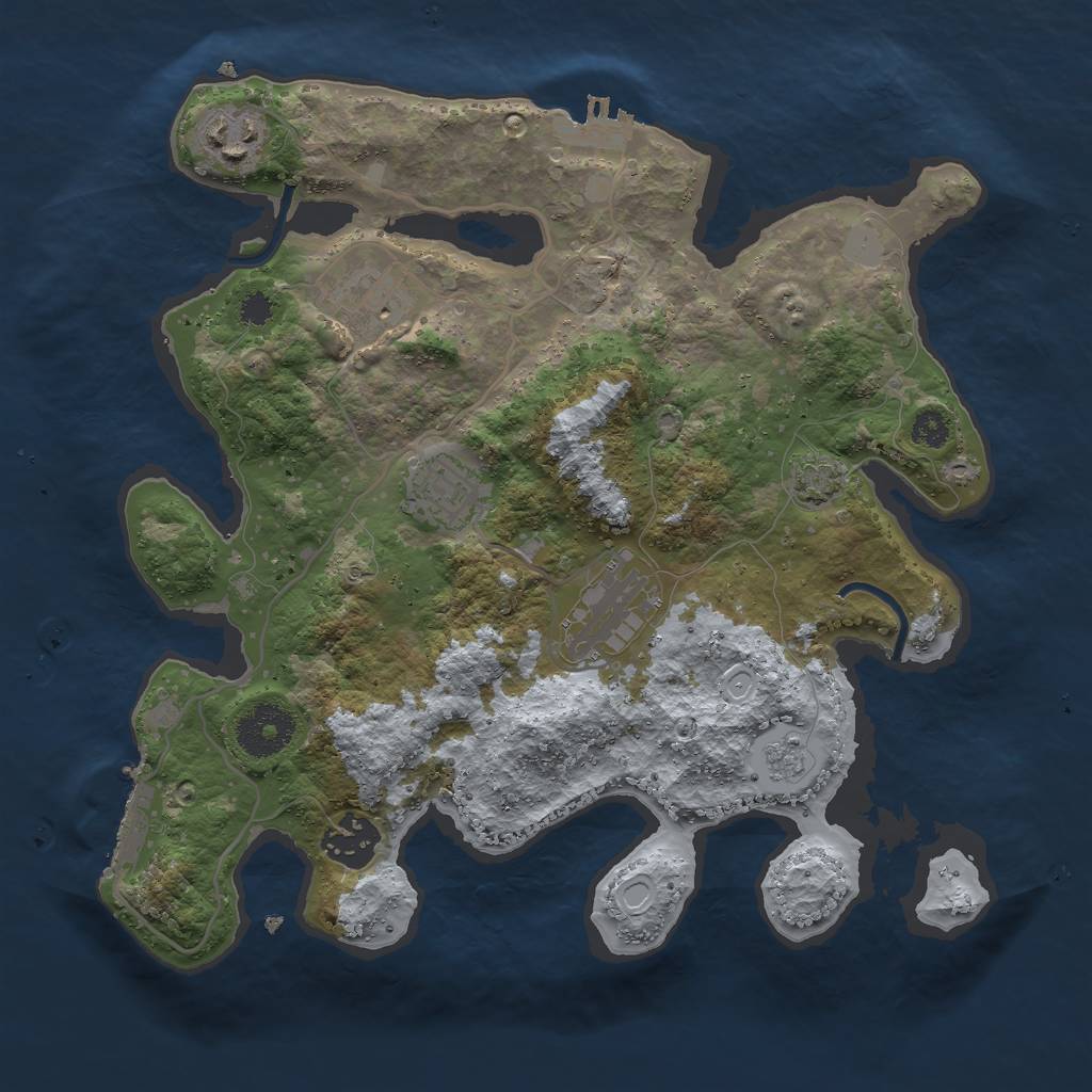 Rust Map: Procedural Map, Size: 3000, Seed: 95959595, 12 Monuments