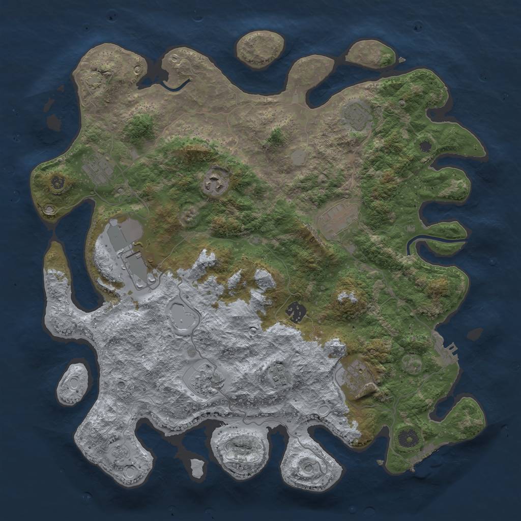 Rust Map: Procedural Map, Size: 3950, Seed: 54641065, 17 Monuments
