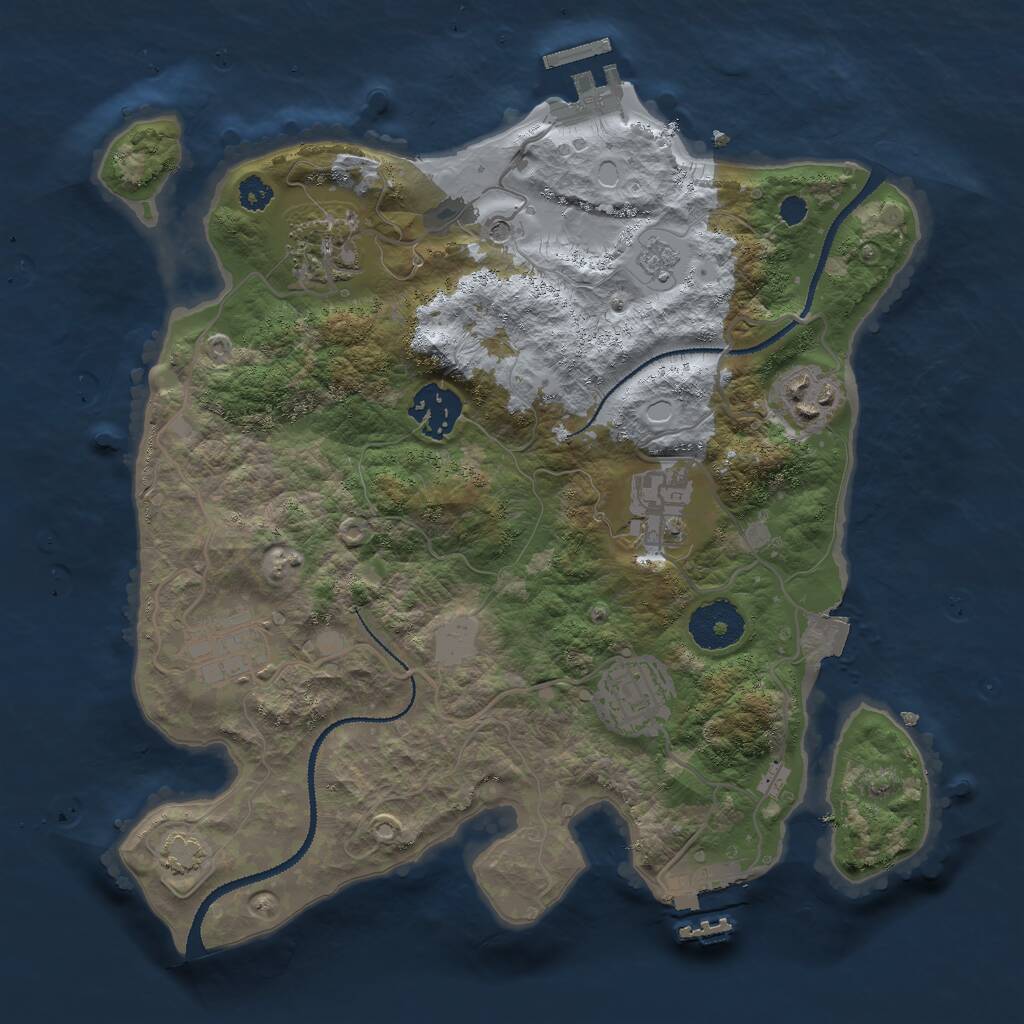 Rust Map: Procedural Map, Size: 3000, Seed: 1161252249, 12 Monuments