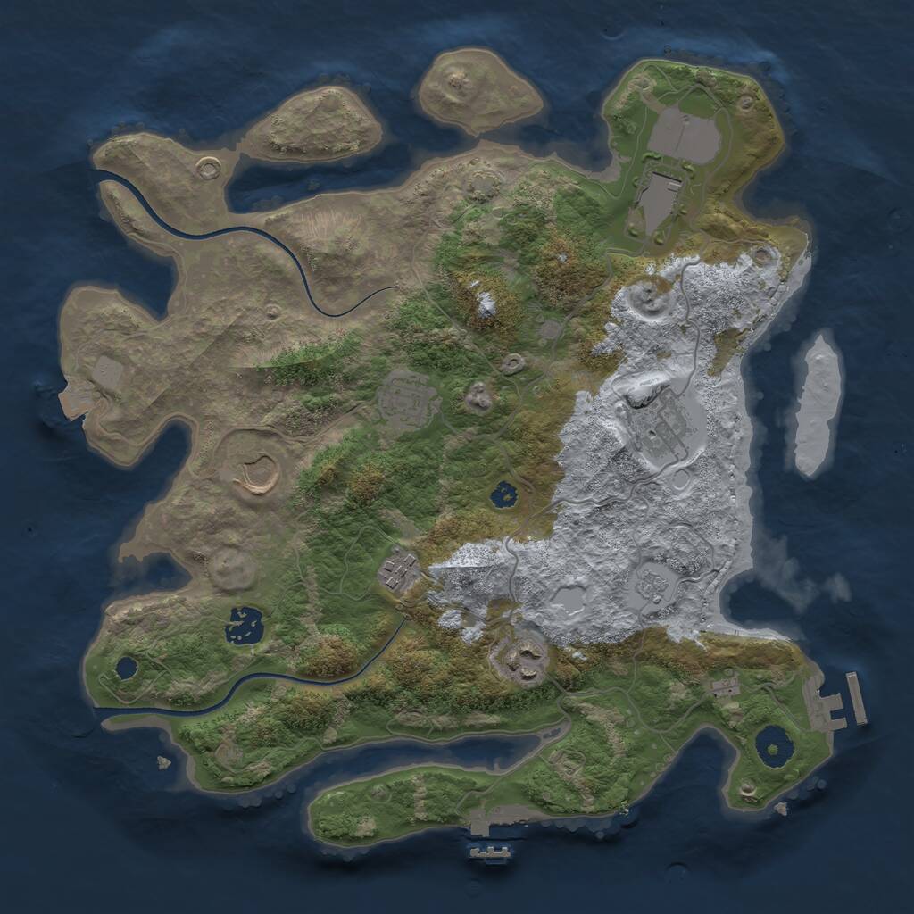Rust Map: Procedural Map, Size: 3500, Seed: 1843677604, 12 Monuments
