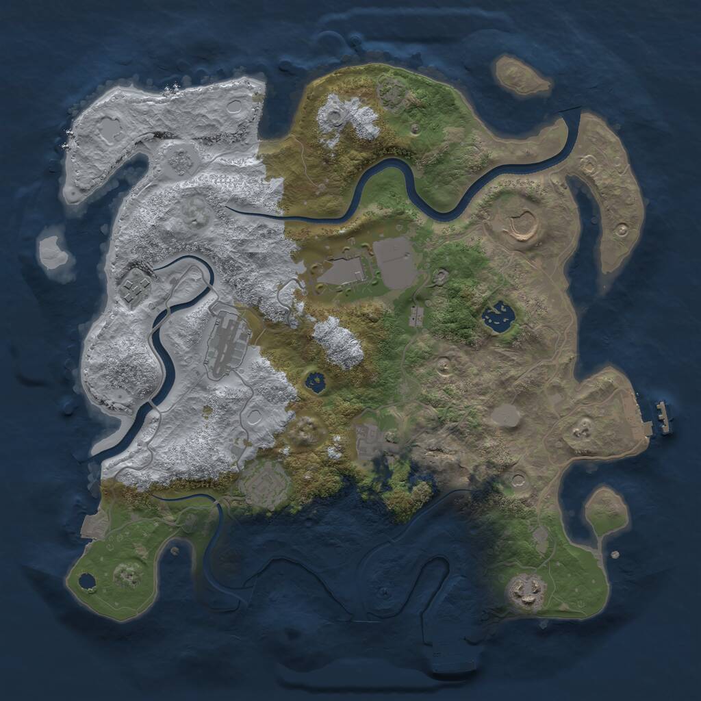 Rust Map: Procedural Map, Size: 3500, Seed: 373554561, 14 Monuments