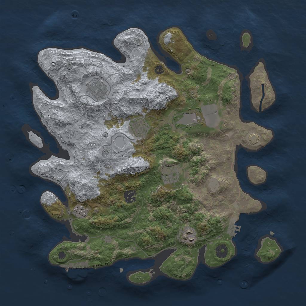 Rust Map: Procedural Map, Size: 3500, Seed: 27146593, 15 Monuments