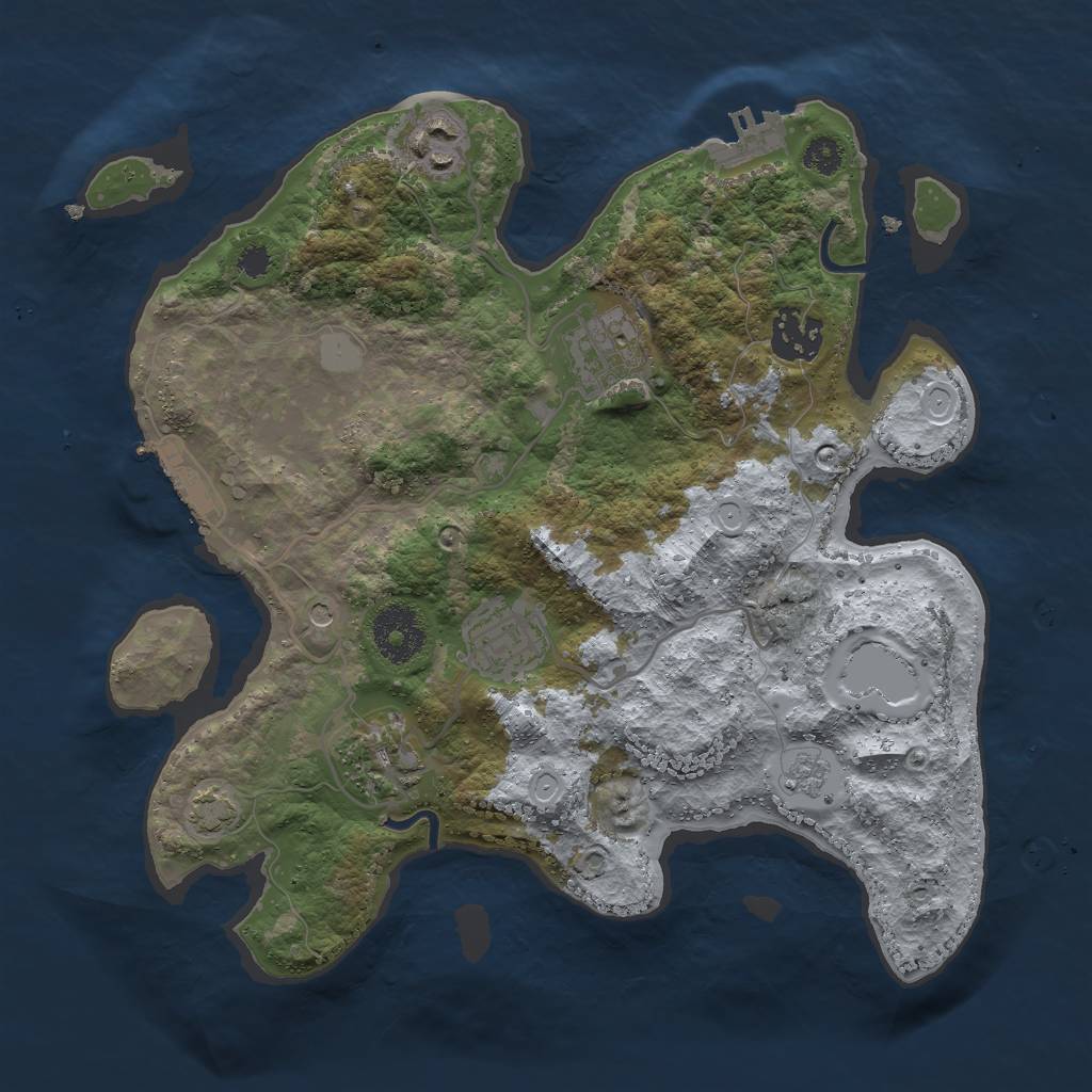 Rust Map: Procedural Map, Size: 3000, Seed: 6879, 13 Monuments
