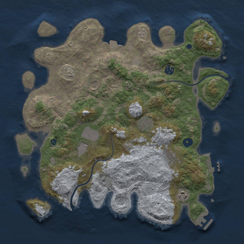 Rust Map: Procedural Map, Size: 3850, Seed: 18934064, 13 Monuments