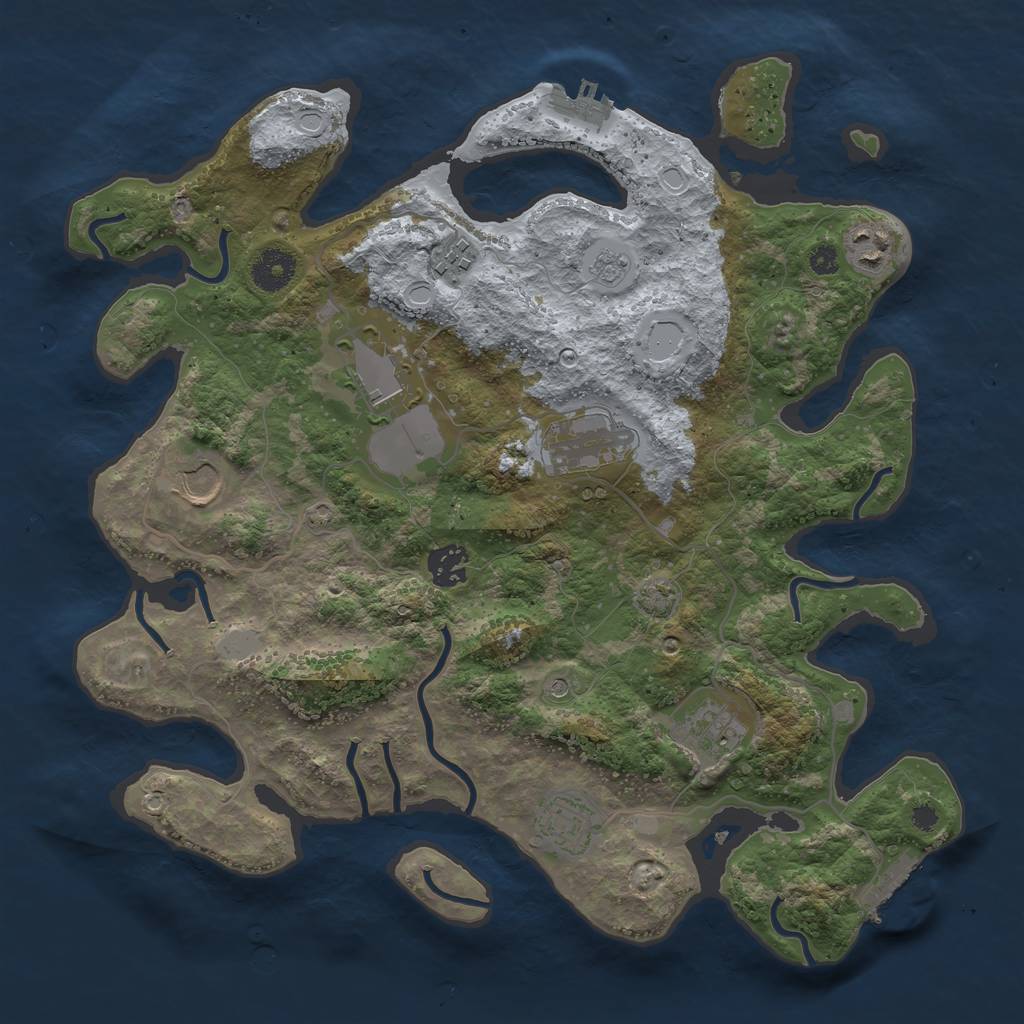 Rust Map: Procedural Map, Size: 3600, Seed: 15467209, 16 Monuments