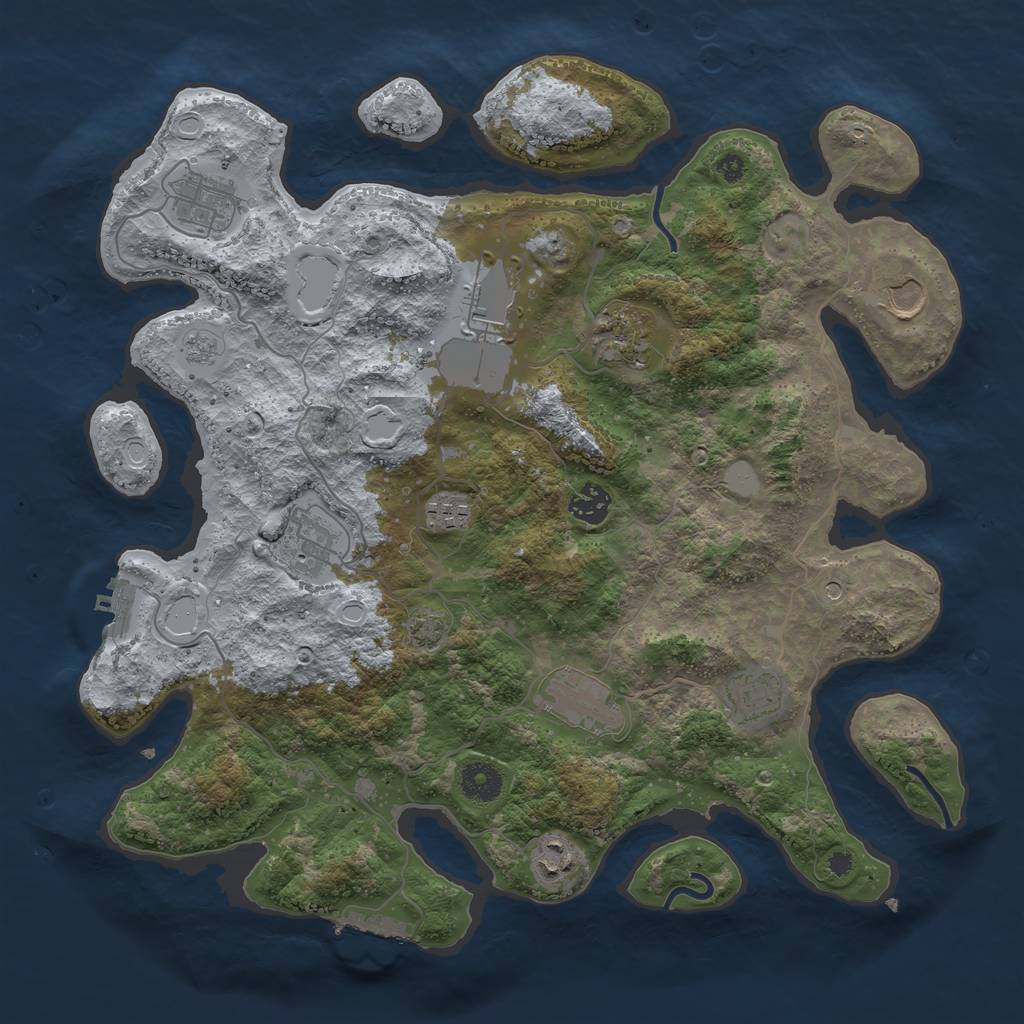 Rust Map: Procedural Map, Size: 3800, Seed: 1919, 18 Monuments