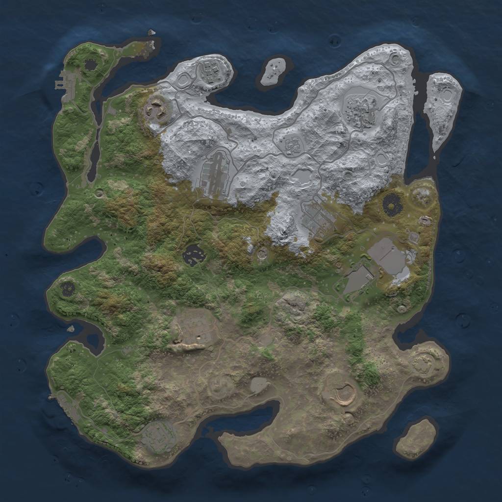 Rust Map: Procedural Map, Size: 3500, Seed: 3262819, 18 Monuments