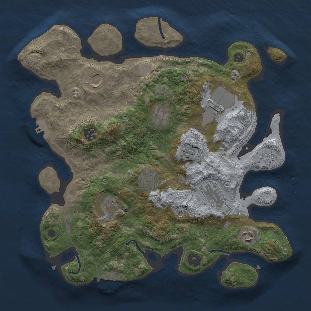 Rust Map: Procedural Map, Size: 3500, Seed: 377905377, 17 Monuments