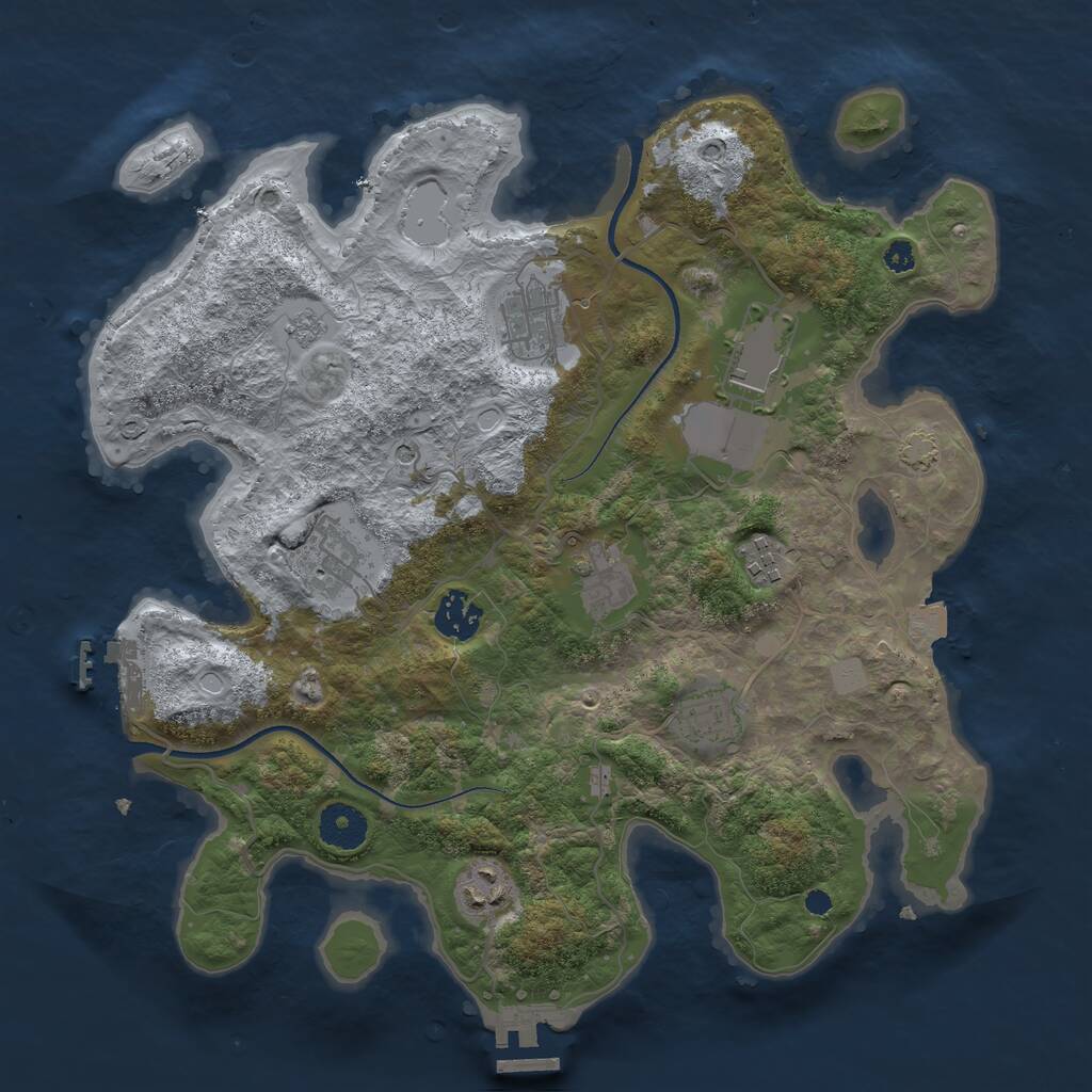 Rust Map: Procedural Map, Size: 3500, Seed: 336623428, 14 Monuments