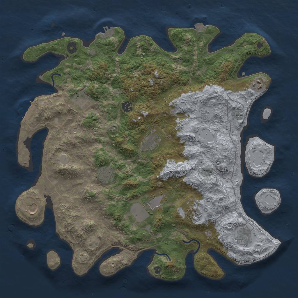 Rust Map: Procedural Map, Size: 4096, Seed: 1006741723, 18 Monuments