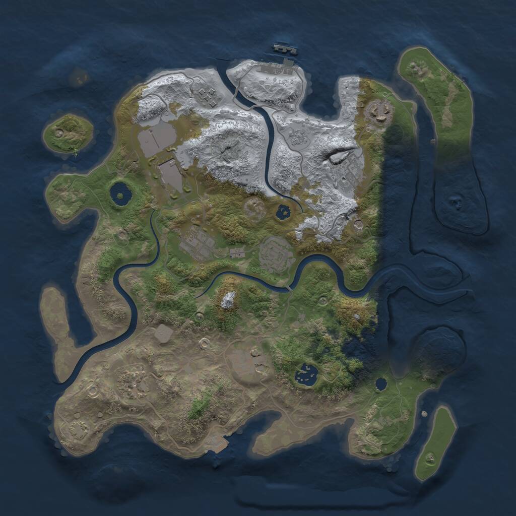 Rust Map: Procedural Map, Size: 3500, Seed: 930095981, 14 Monuments