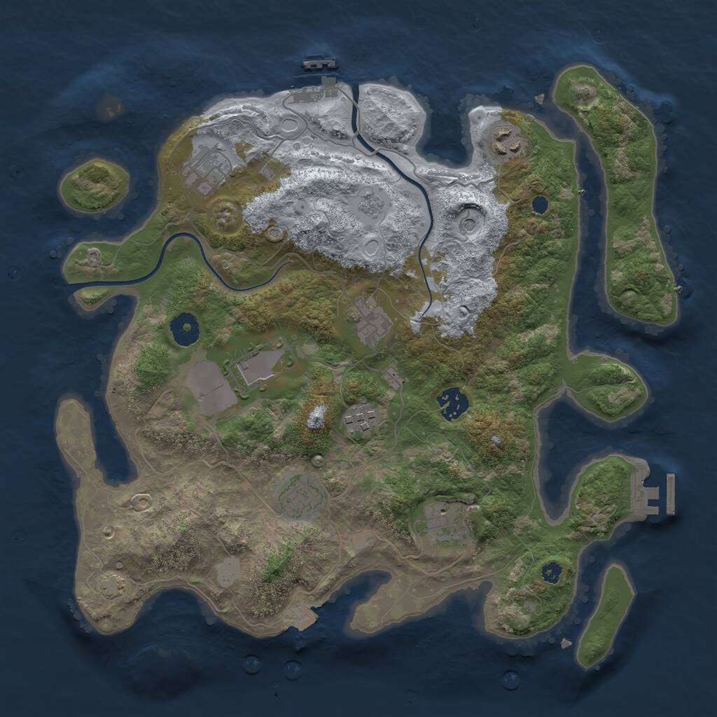 Rust Map: Procedural Map, Size: 3500, Seed: 930095981, 14 Monuments