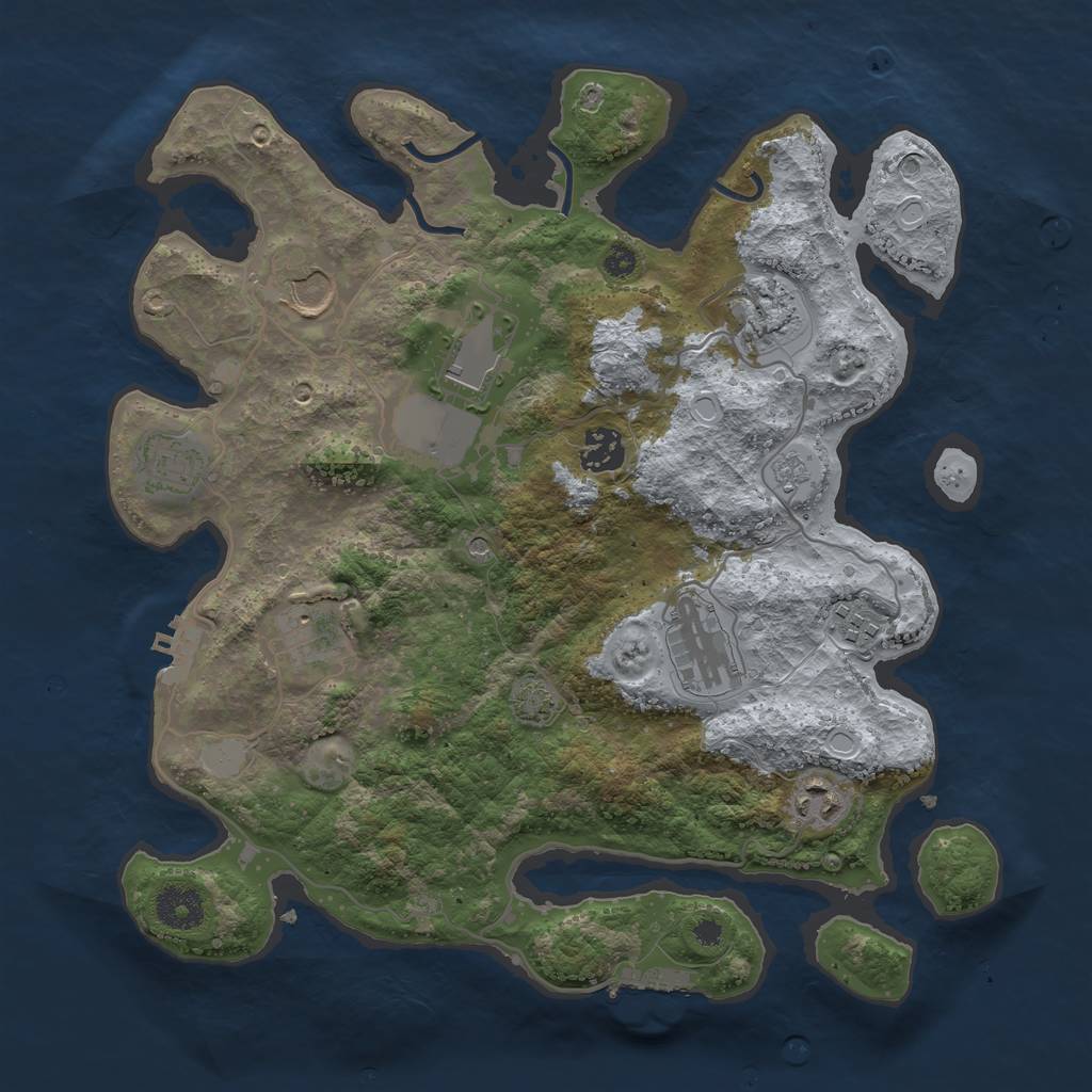 Rust Map: Procedural Map, Size: 3500, Seed: 2069103212, 17 Monuments