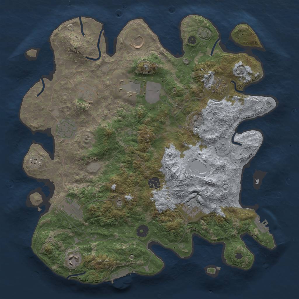 Rust Map: Procedural Map, Size: 3700, Seed: 886625088, 18 Monuments