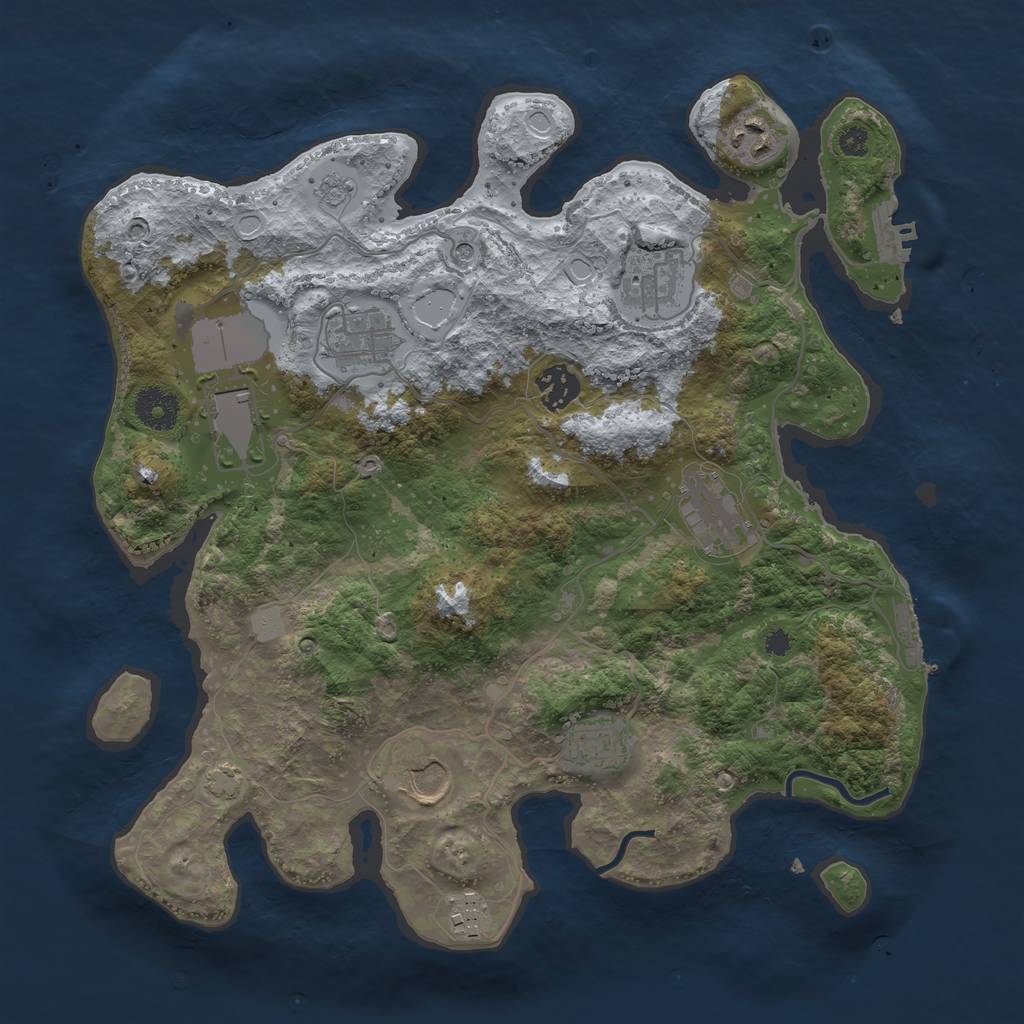 Rust Map: Procedural Map, Size: 3500, Seed: 733777790, 17 Monuments